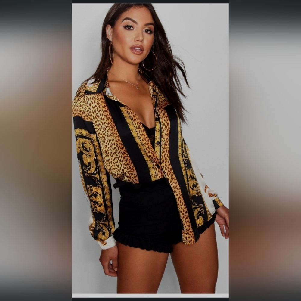 Animal print button up shirt